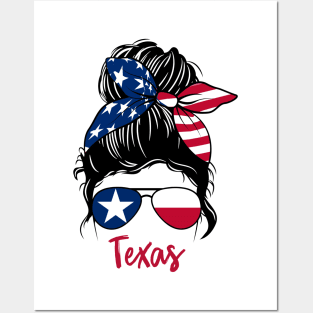 Texas girl Messy bun , American Girl , Texas Flag Posters and Art